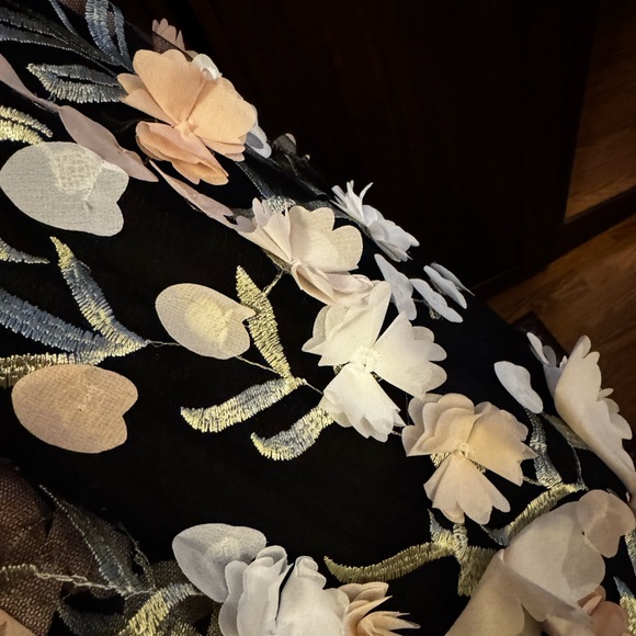 NWT Elite Cutie Black Mesh 3D Floral Embroidered Midi Dress - Picture 4 of 14